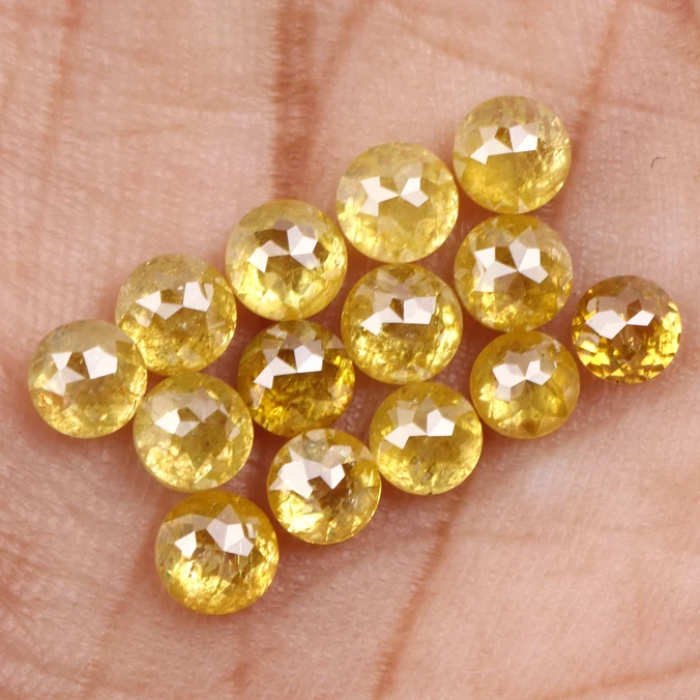 Natural Yellow Round Rose Cut Earth Mined Diamond - Minimal Carbon