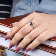 Pentagon Shape Salt & Pepper Ring Black Diamond Engagement Ring