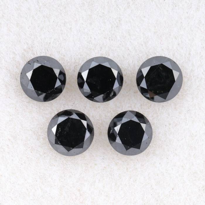 0.78 CT, 3.0 To 3.1 MM Natural Black Diamond Round Brilliant Cut Diamond