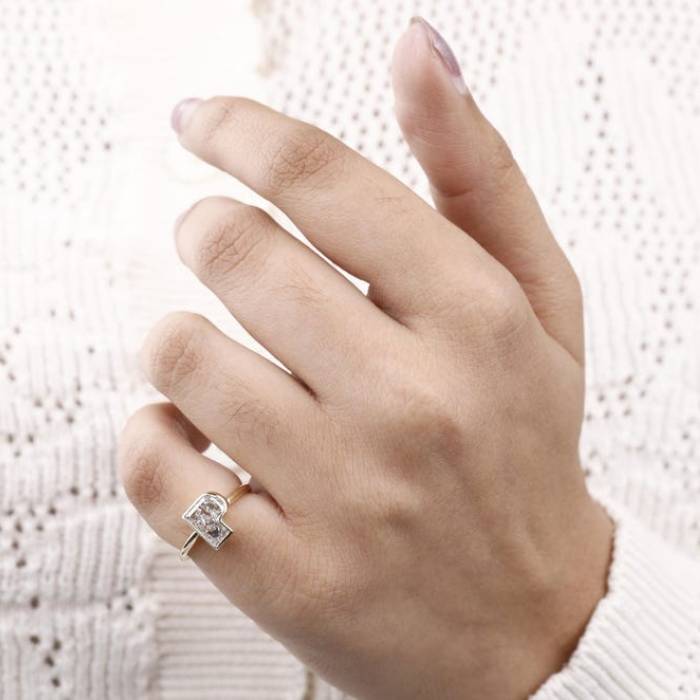 P Initial Ring Letter Ring Initial Diamond Ring Letter Solid Gold Rings Diamond