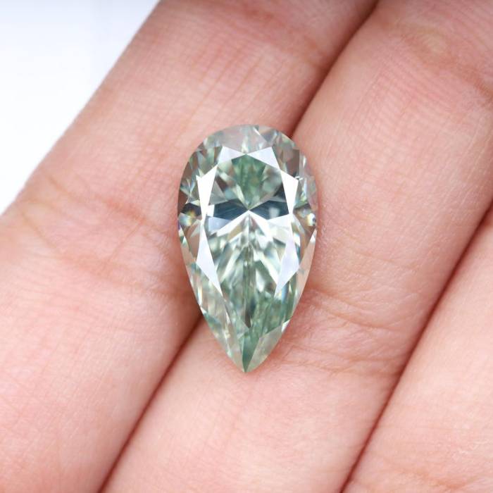 6.63 CT Mint Green Pear Moissanite for Engagement Ring