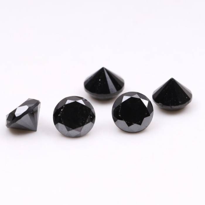 0.78 CT, 3.0 To 3.1 MM Natural Black Diamond Round Brilliant Cut Diamond