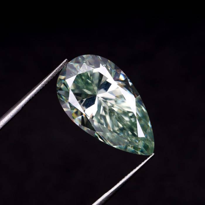 6.63 CT Mint Green Pear Moissanite for Engagement Ring
