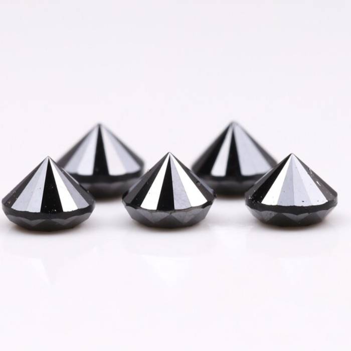 0.78 CT, 3.0 To 3.1 MM Natural Black Diamond Round Brilliant Cut Diamond