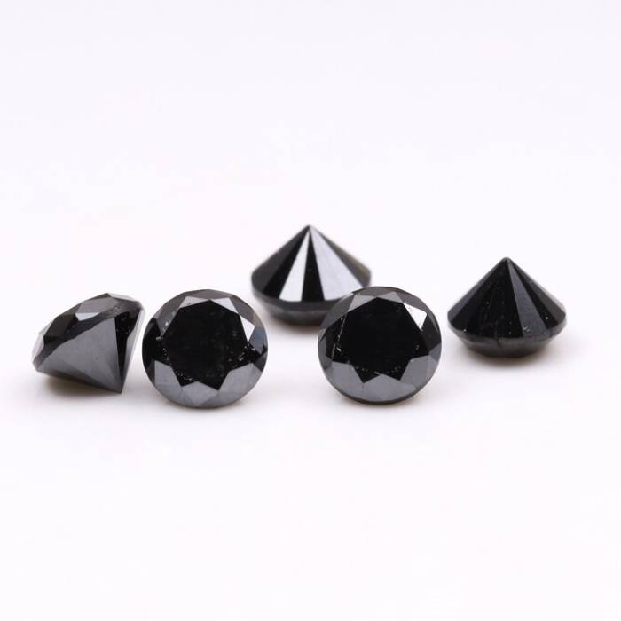 0.78 CT, 3.0 To 3.1 MM Natural Black Diamond Round Brilliant Cut Diamond