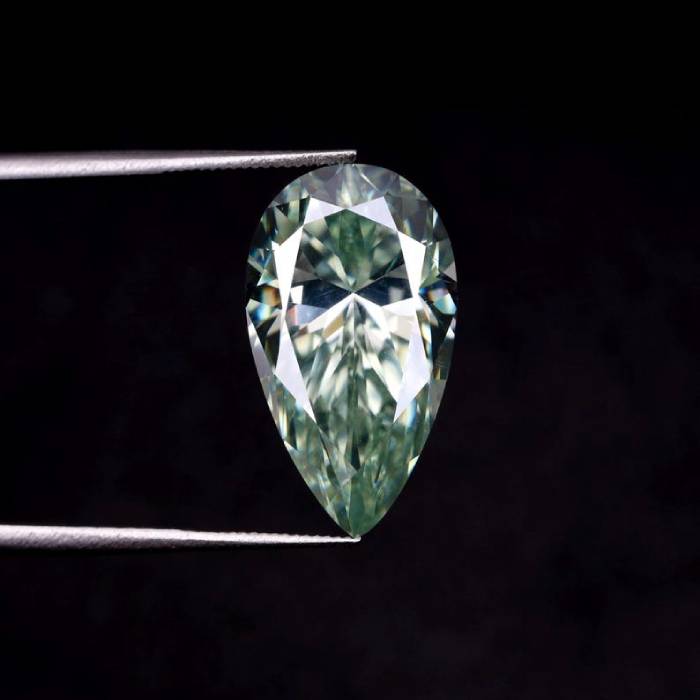 6.63 CT Mint Green Pear Moissanite for Engagement Ring
