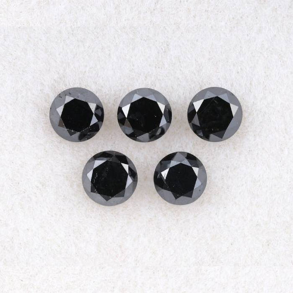 0.78 CT, 3.0 To 3.1 MM Natural Black Diamond Round Brilliant Cut Diamond
