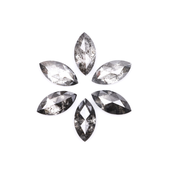 1.02 CT, 5.0 x 2.5 mm Salt and Pepper Marquise Cut Diamonds – 6 PCS | OM7347