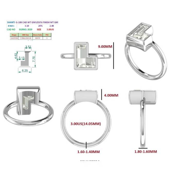 Personalized Initial L Diamond Ring – Custom Letter Jewelry in White Gold