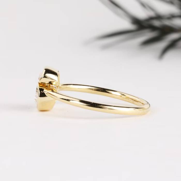 S Initial Diamond Ring Letter Solid Gold