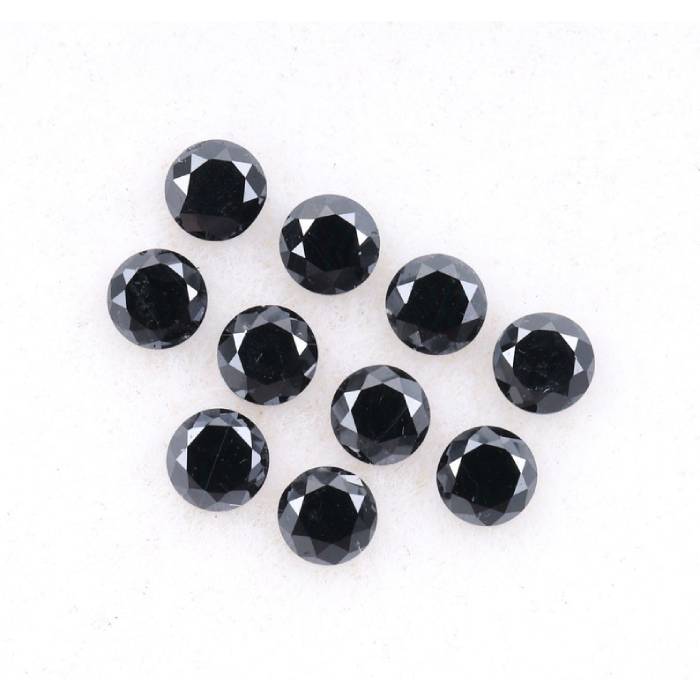 0.38 CT, 2.0 MM Enhanced Black Color Diamond  Round Brilliant Cut Diamond Natural Loose Earth Mined Diamond