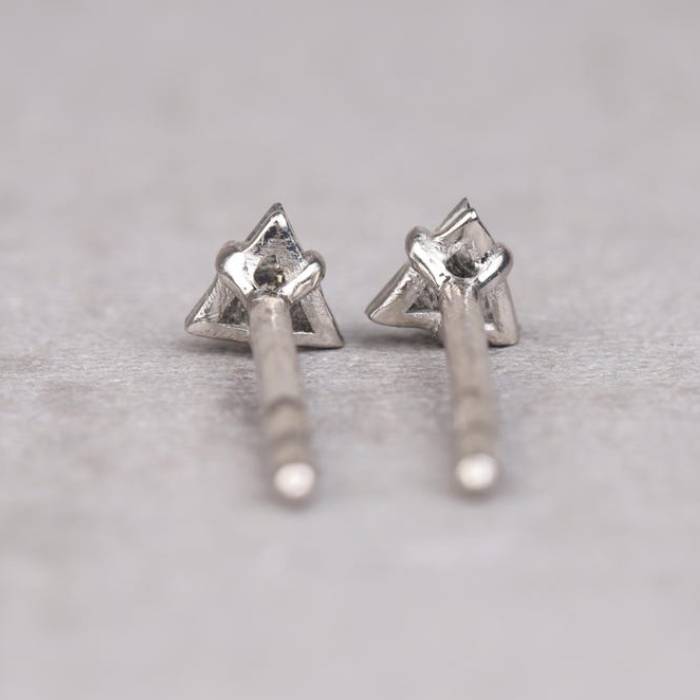 Triangle Earring Studs Pair Salt And Pepper Diamond Studs