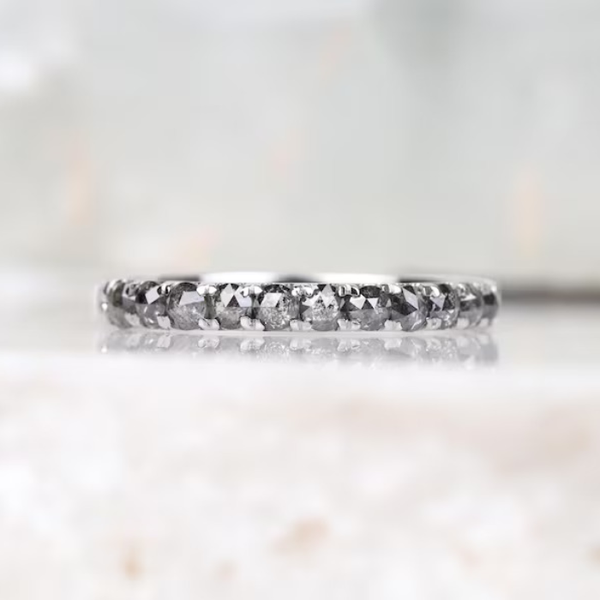 Dainty Eternity Modern Salt and Pepper Diamond Band