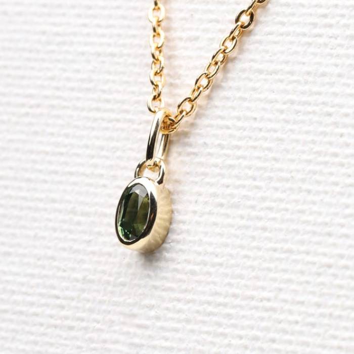 Minimalist Green Sapphire Pendant Necklace For Birthday Gift & Anniversary Gift