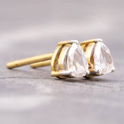 Teardrop Natural White Diamond Studs Pair