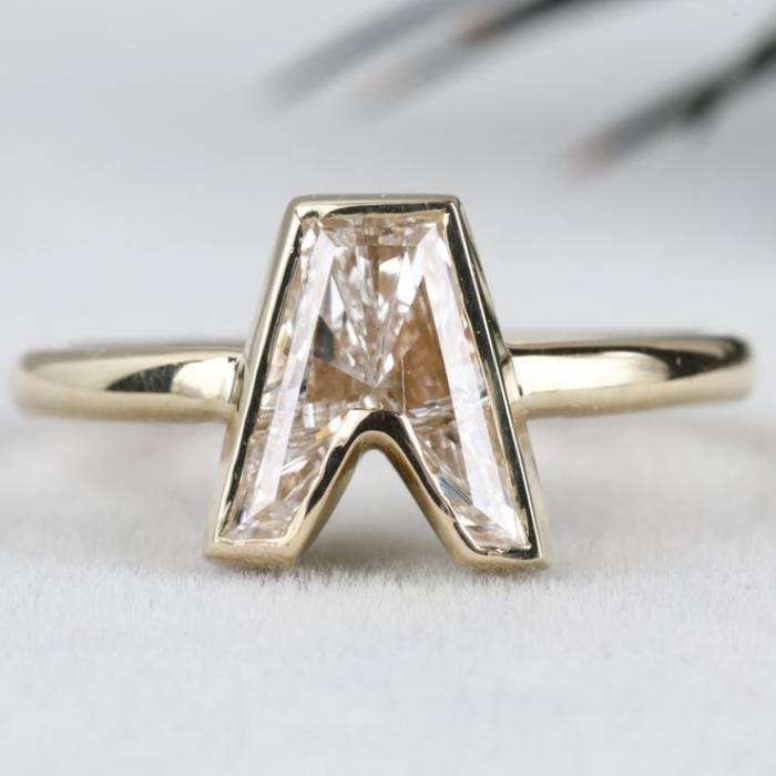 Abc Rings A Alphabet Shape Diamond Solitaire Engagement Ring – Minimal Carbon