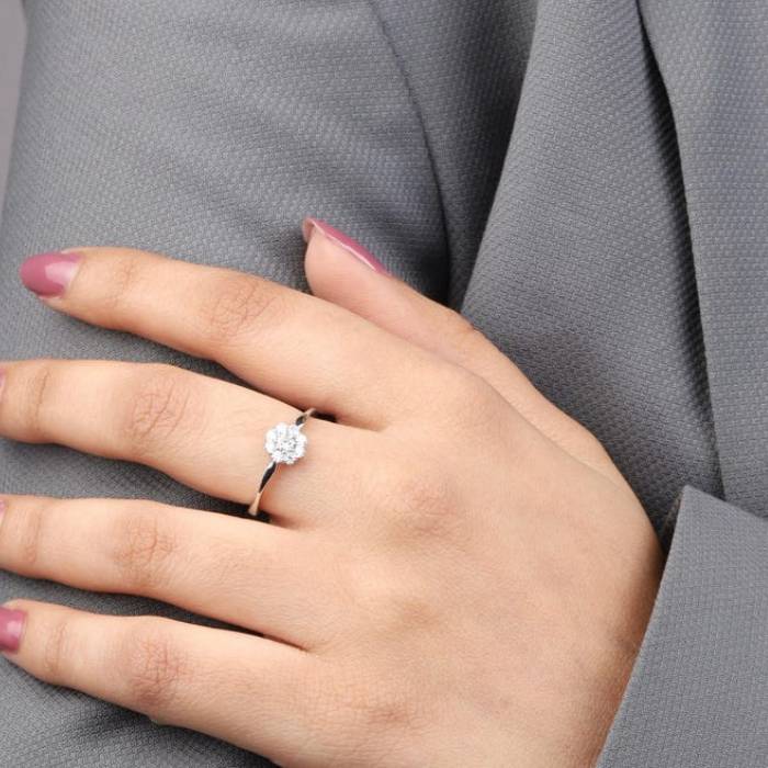 Flower Cluster Diamond Ring For Engagement & Wedding