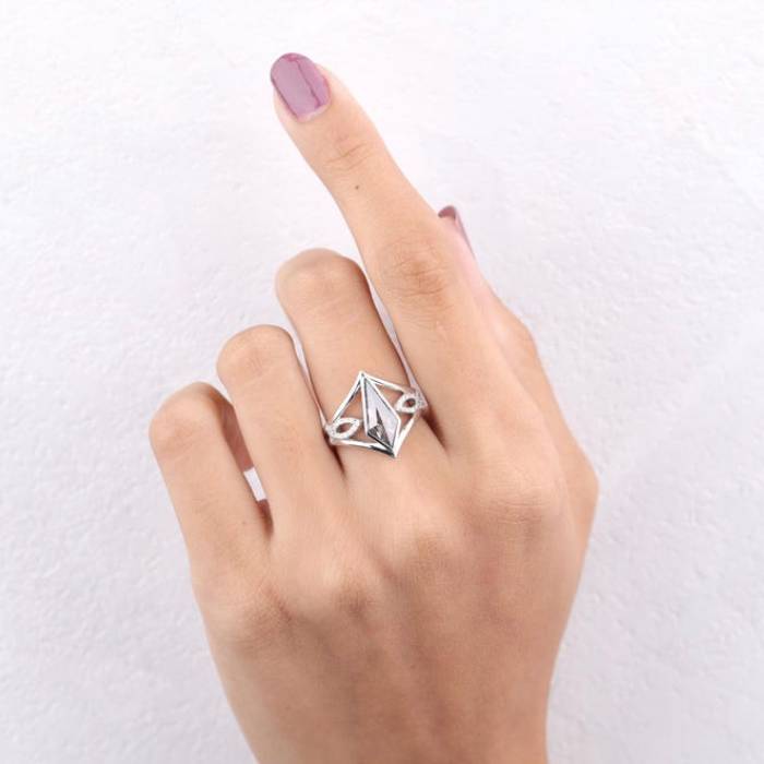 Kite Salt And Pepper Diamond Ring Lab Diamond Boho Engagement Ring