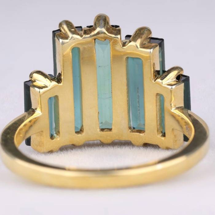 Green Tourmaline Five Stone Baguette Ring