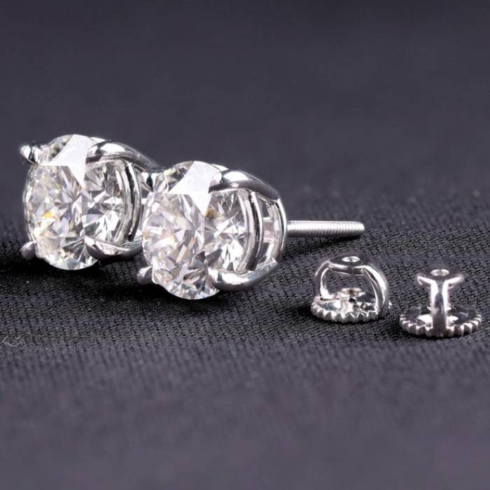 Round Diamond Earrings 6 CT Lab Grown Diamond Stud Earrings