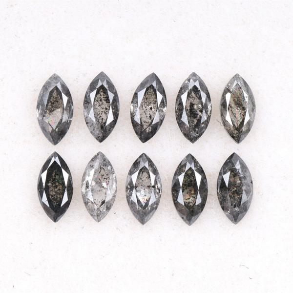 1.05 CT, 4.0 x 2.5 mm Salt and Pepper Marquise Cut Diamonds – 10 PCS