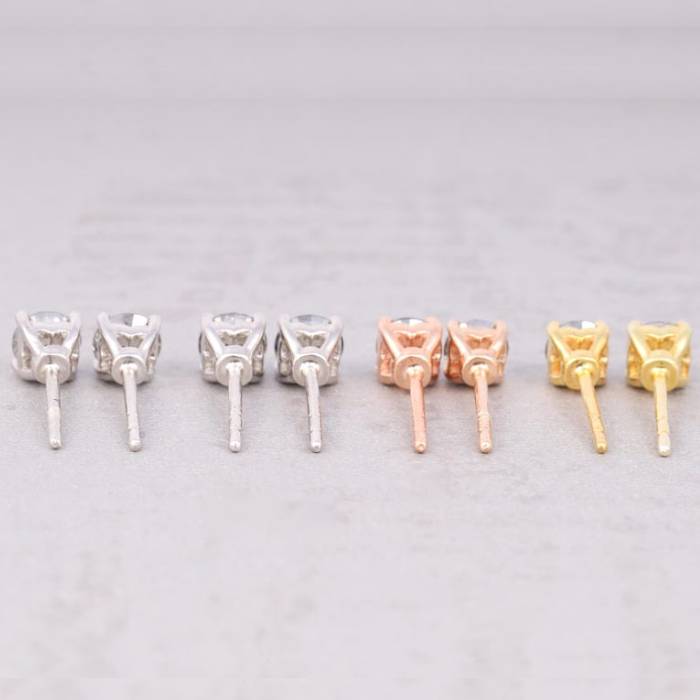 Round Earring Studs Pair Salt And Pepper Diamond