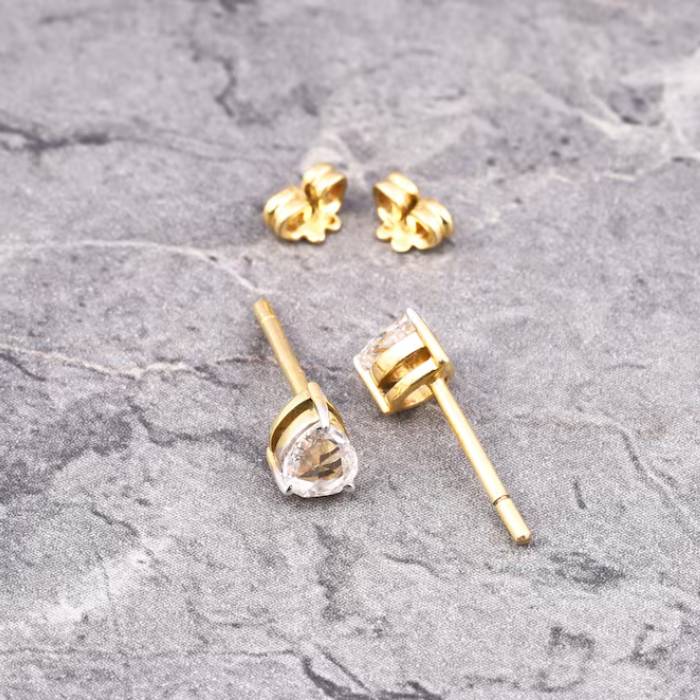 Teardrop Natural White Diamond Studs Pair