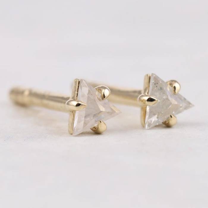 Triangle Earring Studs Pair Salt And Pepper Diamond Studs