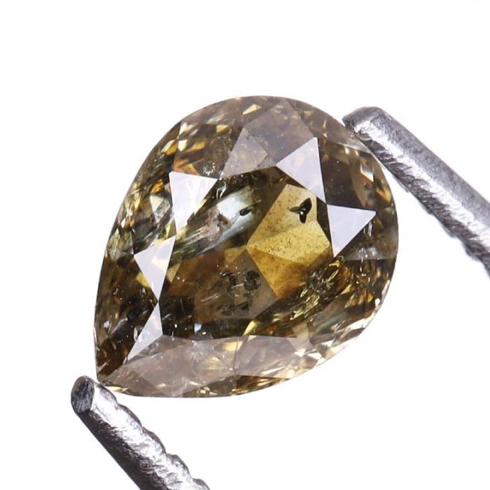 0.34 CT Natural Yellow Coloured Loose Earth Mine Pear Cut Diamond