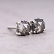 Salt And Pepper Round Rose Cut Diamond Earring