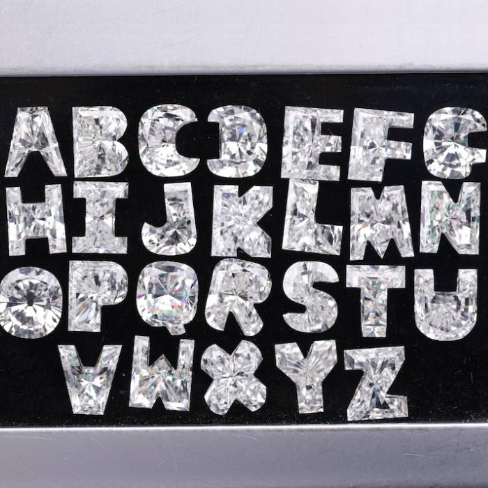 H Initial Diamond Ring Letter Solid Gold
