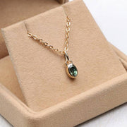 Minimalist Green Sapphire Pendant Necklace For Birthday Gift & Anniversary Gift