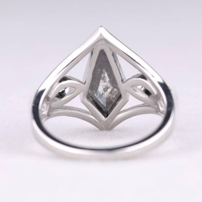 Kite Salt And Pepper Diamond Ring Lab Diamond Boho Engagement Ring