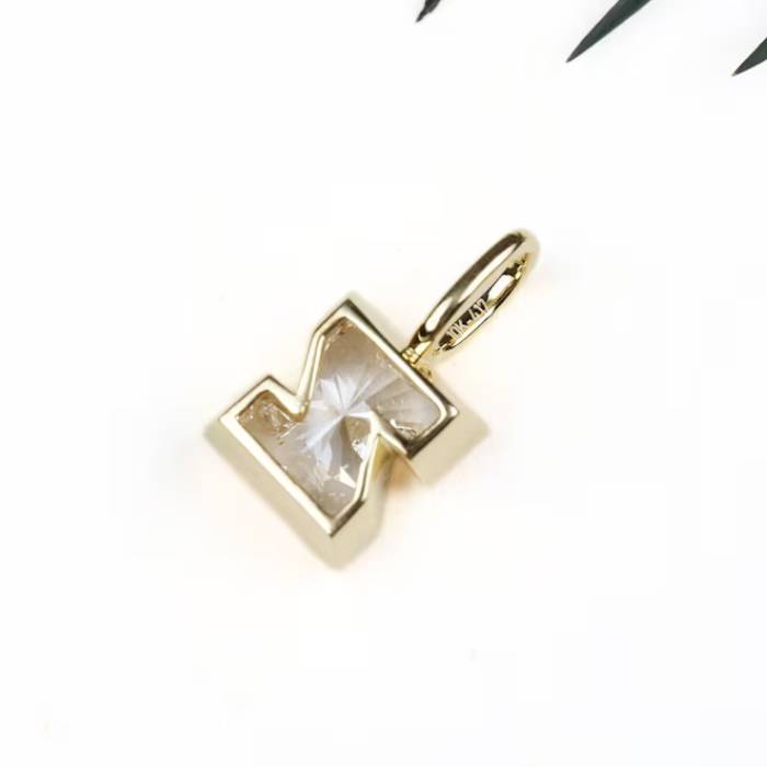 Z Letter Initial Diamond Pendant Solid Gold