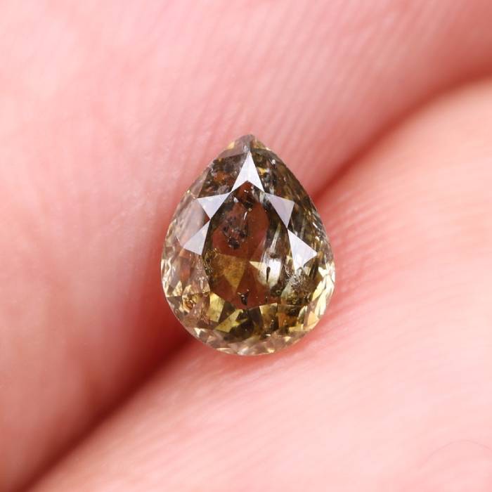 0.34 CT Natural Yellow Coloured Loose Earth Mine Pear Cut Diamond