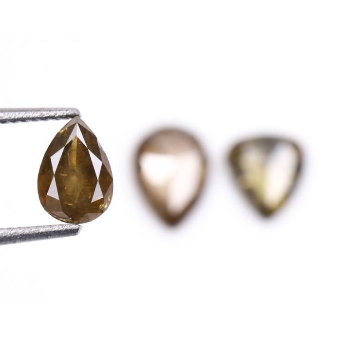 1.12 CT Natural Brown Loose Earth Mined Pear Cut Diamonds