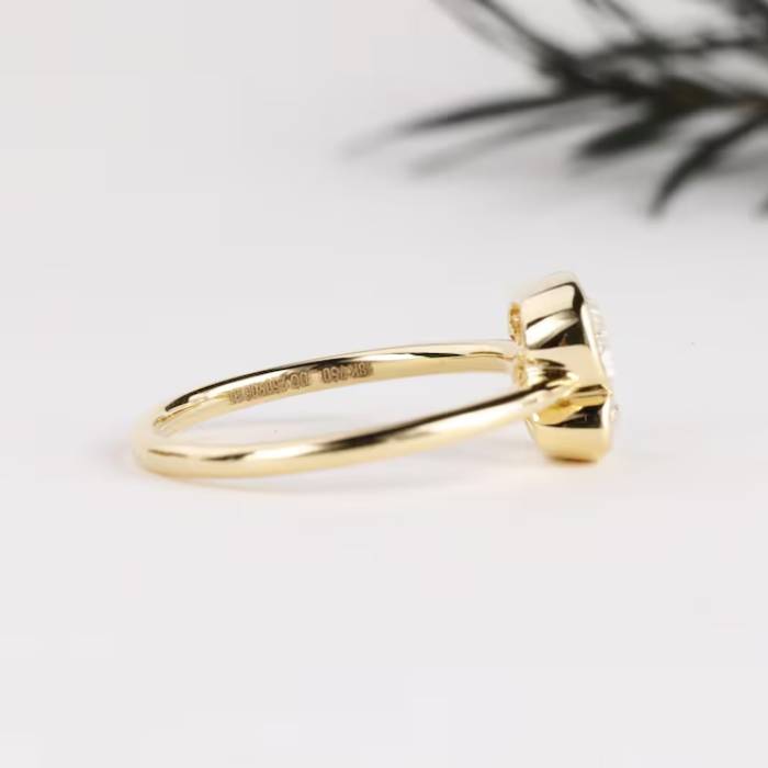 S Initial Diamond Ring Letter Solid Gold