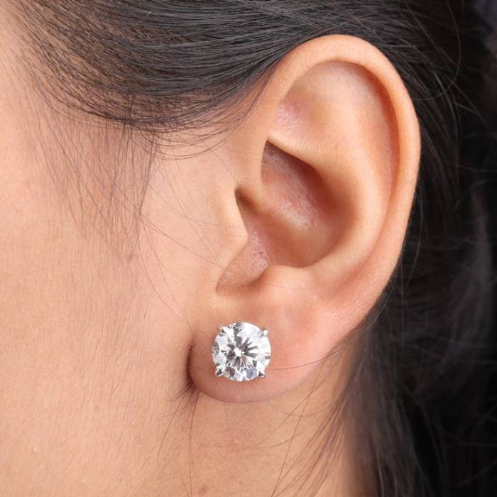 Round Diamond Earrings 6 CT Lab Grown Diamond Stud Earrings
