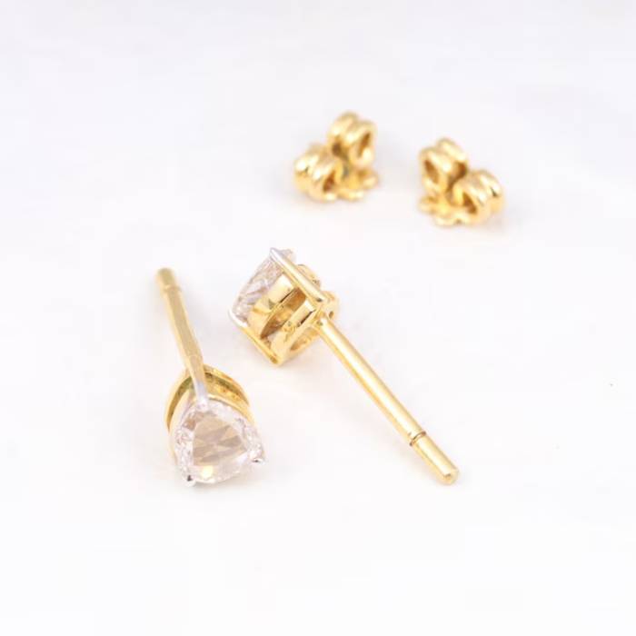 Teardrop Natural White Diamond Studs Pair