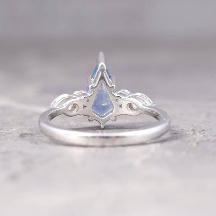 Natural Kite Cut Three Stone Blue Sapphire Ring