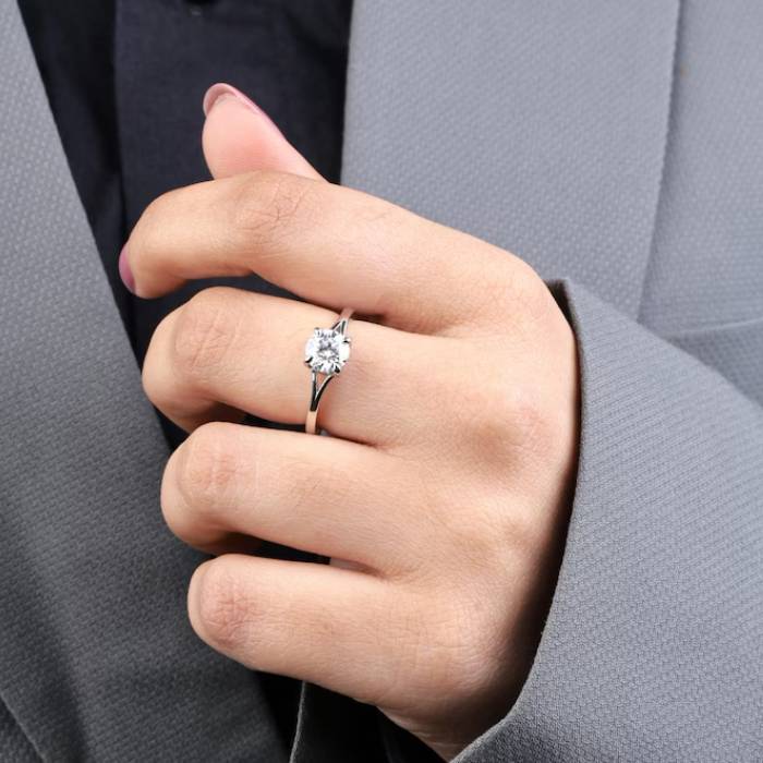 Split Shank Diamond Ring Round Lab Diamond Solitaire Ring