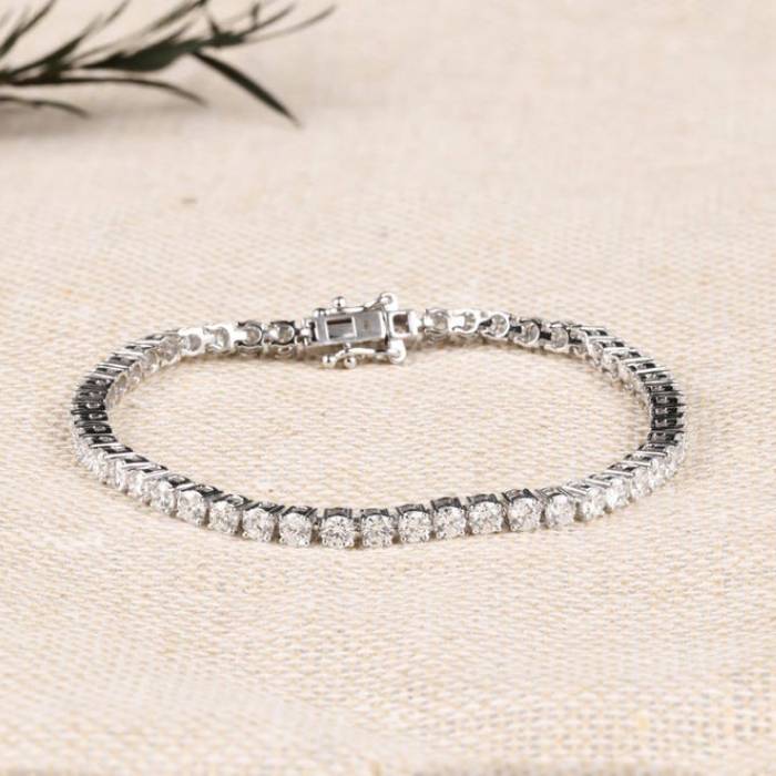 14K White Gold Lab Grown Diamond Tennis Bracelet
