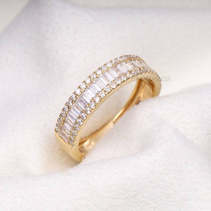 Moissanite Eternity Wedding Band in Gold For Bridal & Promise Ring