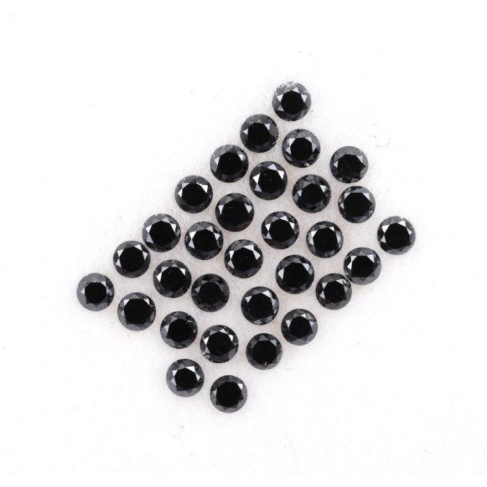 0.34 CT, 1.3 MM Enhanced Black Color Round Brilliant Cut Natural Loose Diamond