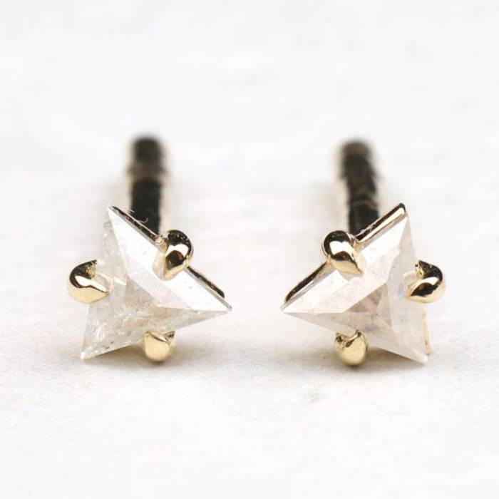 Triangle Earring Studs Pair Salt And Pepper Diamond Studs