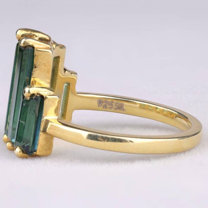 Green Tourmaline Five Stone Baguette Ring