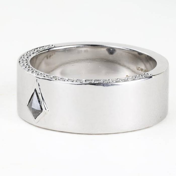 10K Gold Band Salt and Papper Kite Unique Wedding Band for Men or Women