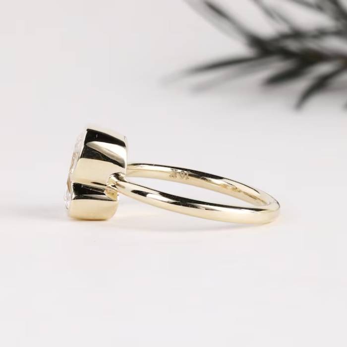 R Initial Diamond Ring Letter Solid Gold
