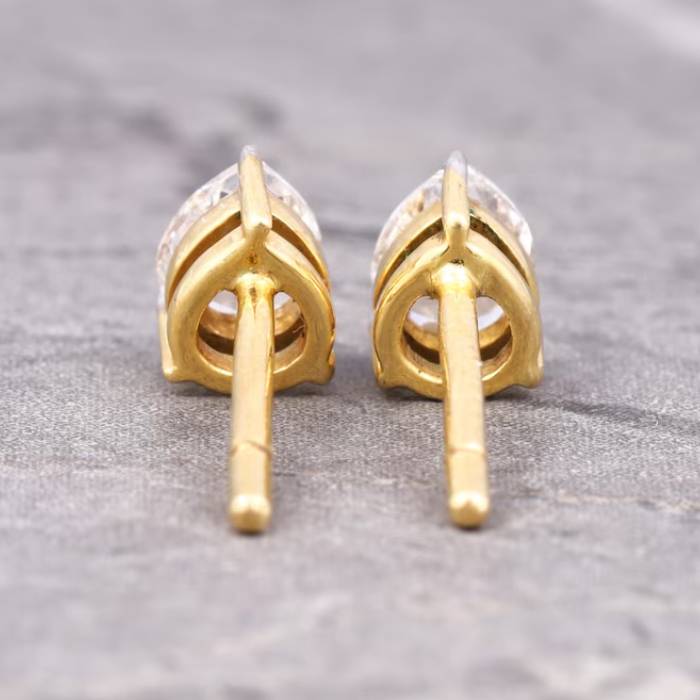 Teardrop Natural White Diamond Studs Pair