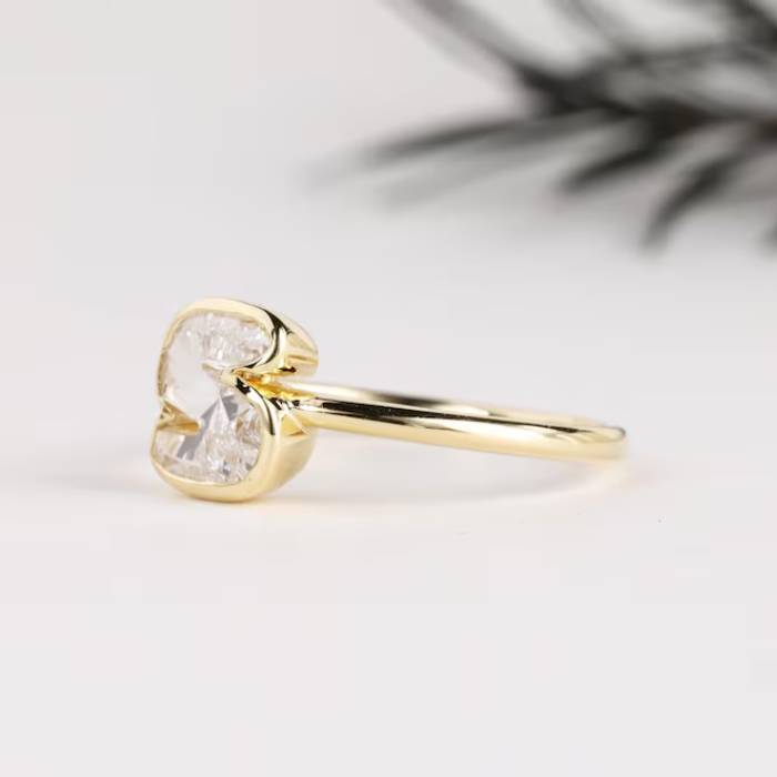 S Initial Diamond Ring Letter Solid Gold